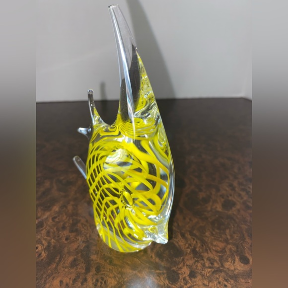 Vintage Blown Glass Murano Style Yellow Fish Sculpture Paperweight - Picture 4 of 4